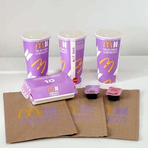BTS 2021 McDonald’s Meal Packaging Sauce Containers Cups Nuggets Tray Bags